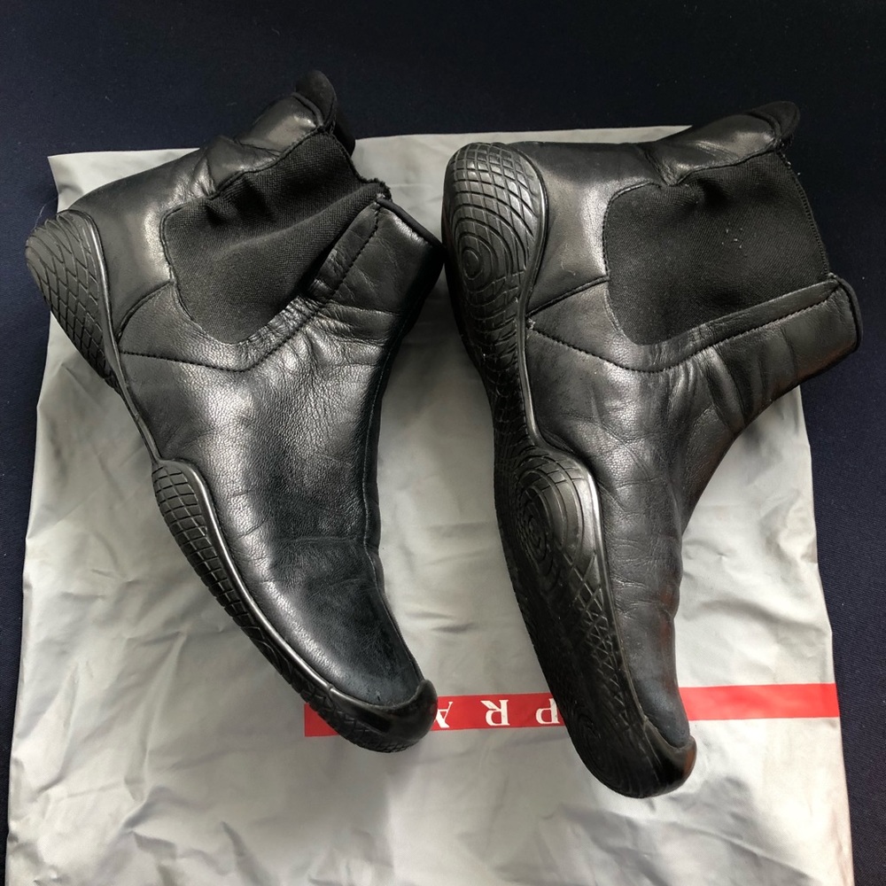 PRADA Sport Leather Ankle Boots, Size 37 or 6.5